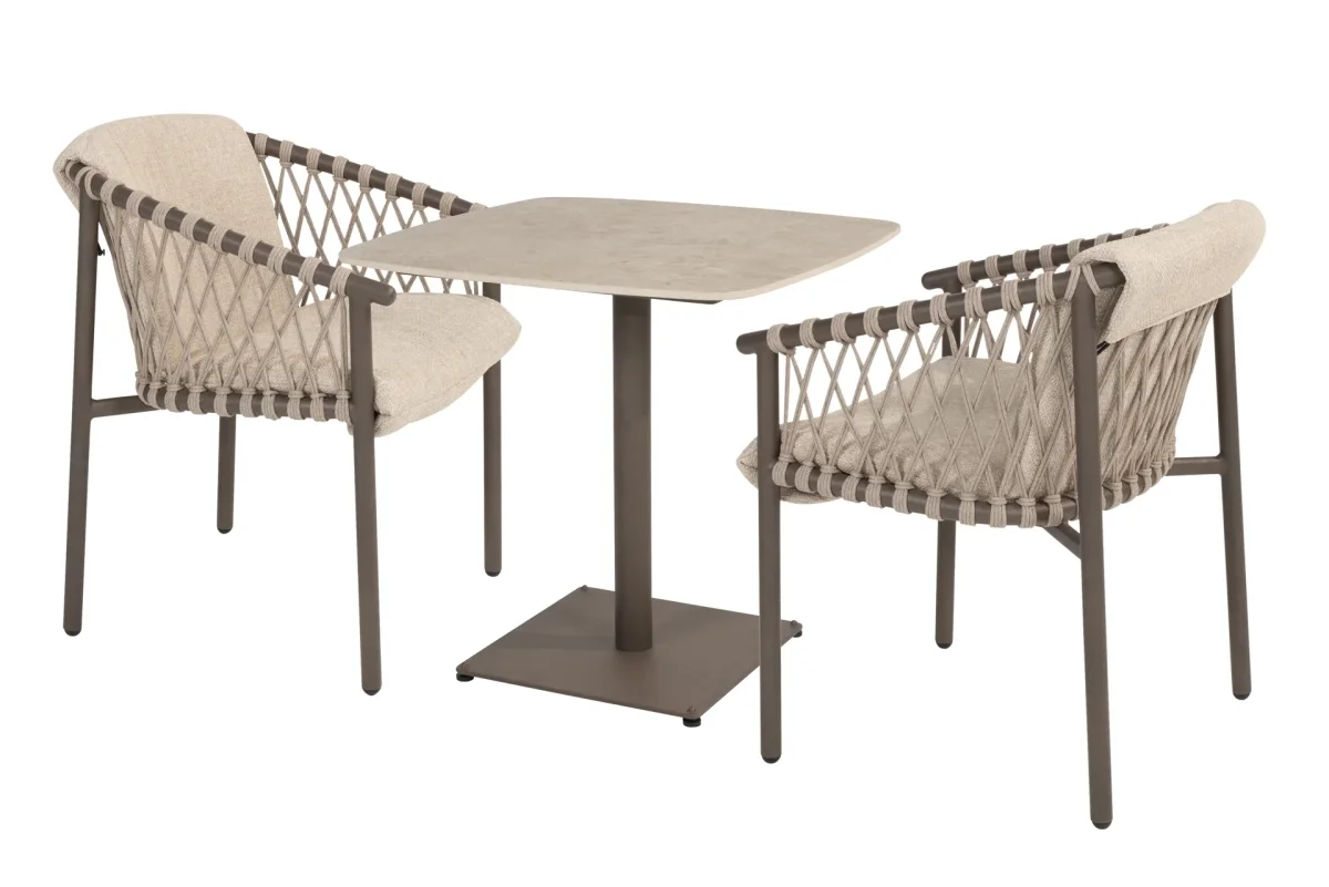 4SO Allora dining set terre (2 st.) met Vermont tafel 75x75cm
